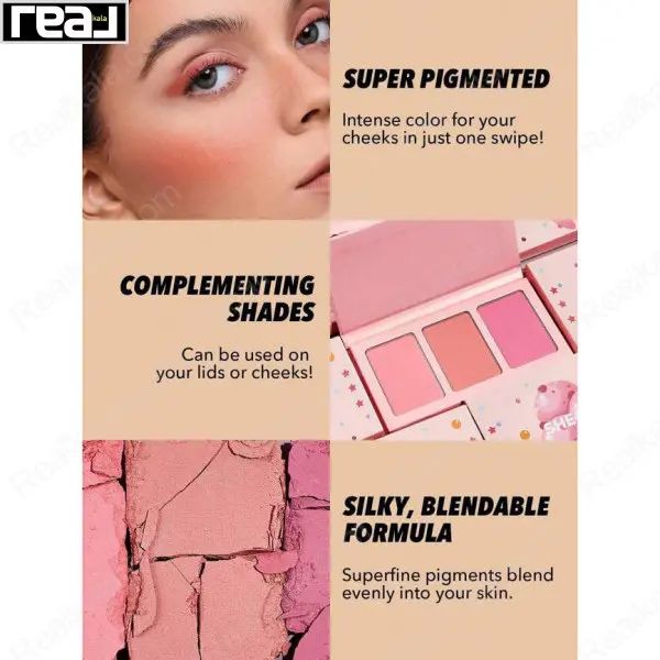 گراف تبلیغاتی رژگونه Enamored با نمایش پیگمنت بالا، فرمول ترکیبی و سواچ پودر