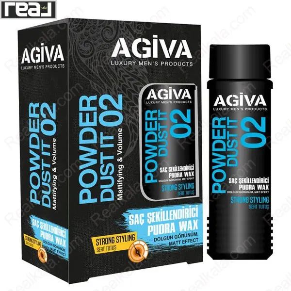 پودر حالت دهنده مو آگیوا مدل 02 سری Powder Dust It با جلوه مات و حجم دهنده مناسب استایل مو مردانه