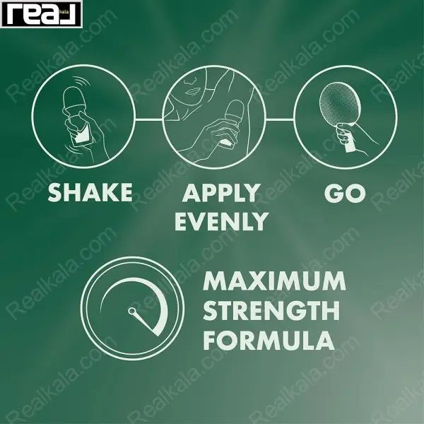مراحل استفاده از رول ضد تعریق میچام شامل تکان دادن، استفاده یکنواخت و آماده‌سازی