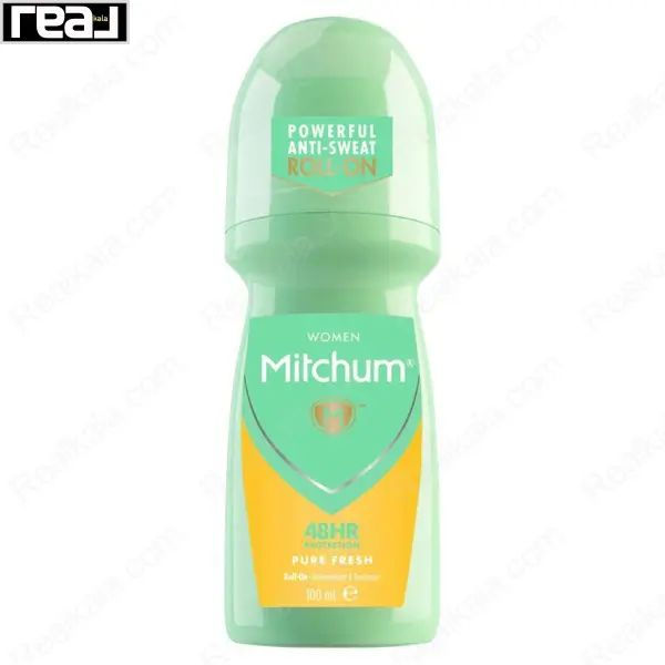 رول ضد تعریق زنانه میچام مدل Pure Fresh با طراحی سبز و زرد و حجم 100ml