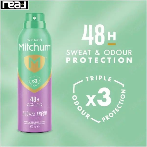 تبلیغ اسپری زنانه Shower Fresh با محافظت قوی و رایحه حمام تازه