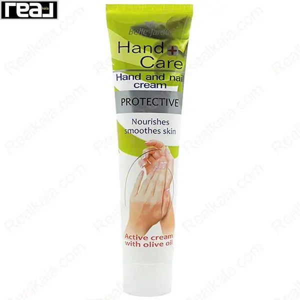 کرم دست و ناخن Belle Jardin Hand Care Protective با روغن زیتون، مناسب تغذیه، نرمی و محافظت از پوست دست و ناخن، 125ml