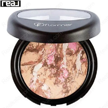 رژگونه فلورمار شماره 022 مدل Marble Beige Gold با طراحی مرمری و رنگ بژ طلایی در قاب مشکی	