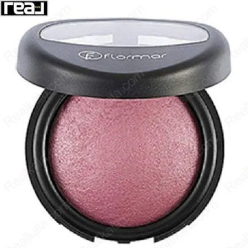 رژگونه فلورمار شماره 040 مدل Shimmer Pink با رنگ صورتی شاین‌دار و بافت baked در قاب مشکی