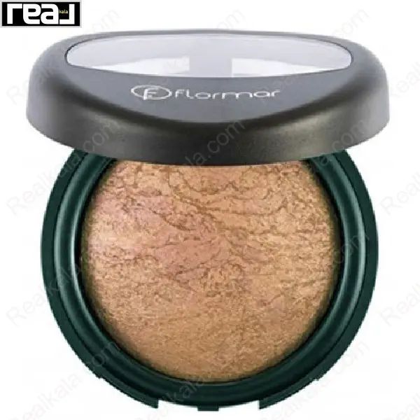 رژگونه فلورمار شماره 026 مدل Peachy Pink با رنگ هلویی-صورتی و بافت baked در قاب مشکی	