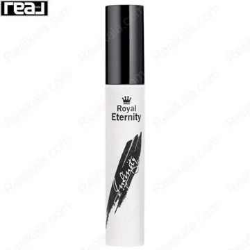 ریمل Royal Eternity مدل Infinity با بدنه سفید و درب مشکی دارای فرمول حجم‌دهنده و مناسب ایجاد جلوه مژه‌های پرپشت