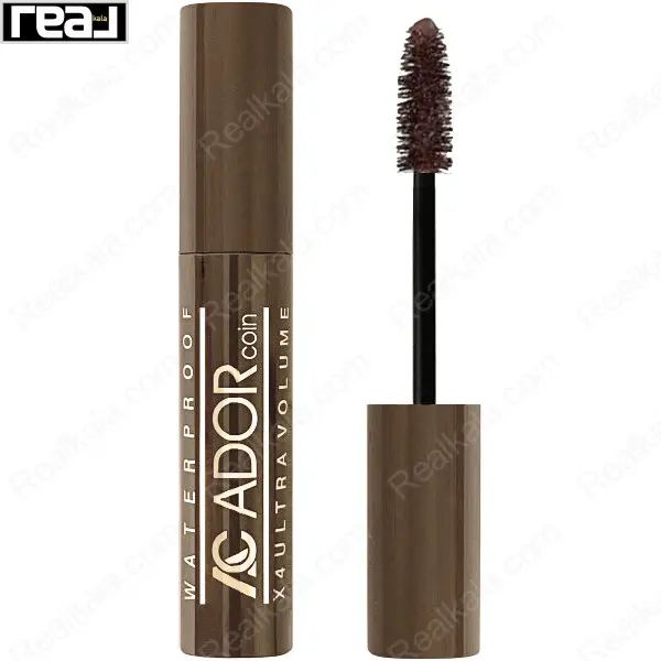 ریمل ضد آب آدور مدل Coin Waterproof X4 با رنگ قهوه‌ای و برس حجم‌دهنده