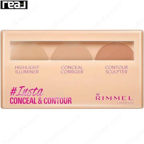 پالت ریمل لندن مدل Insta Conceal & Contour شماره 10 Light با 3 بخش Highlight و Conceal و Contour