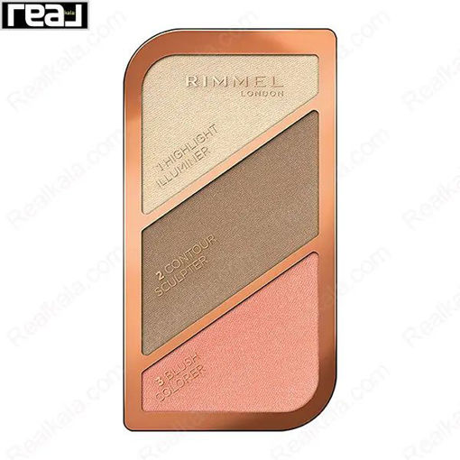 پالت کانتور، هایلایتر و رژگونه ریمل لاندن مدل گلدن برنز Rimmel London Kit 003 Golden Bronze