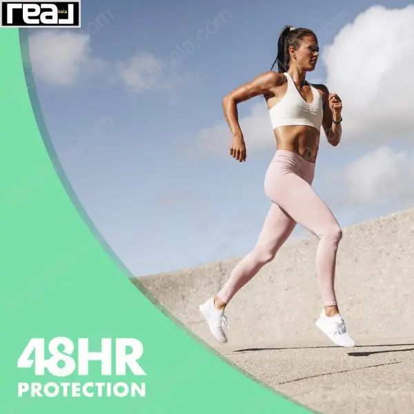 تصویر تبلیغاتی سبک زندگی با فرد در حال دویدن و شعار 48HR PROTECTION