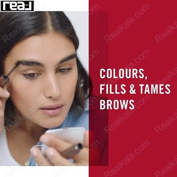 نمایش استفاده از ریمل ابرو با آینه و متن Colours Fills And Tames	