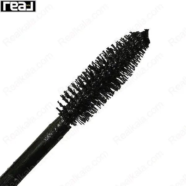 نمای نزدیک و کلوزآپ از براش فیبری متراکم و عریض ریمل اینفینیتی لش گلدن رز آغشته به مایع مشکی