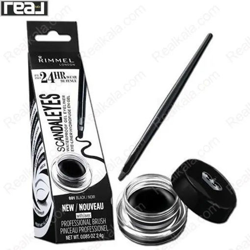 خط چشم ژلی ضد آب ریمل لندن مشکی Rimmel Waterproof Gel Eyeliner 001 Black