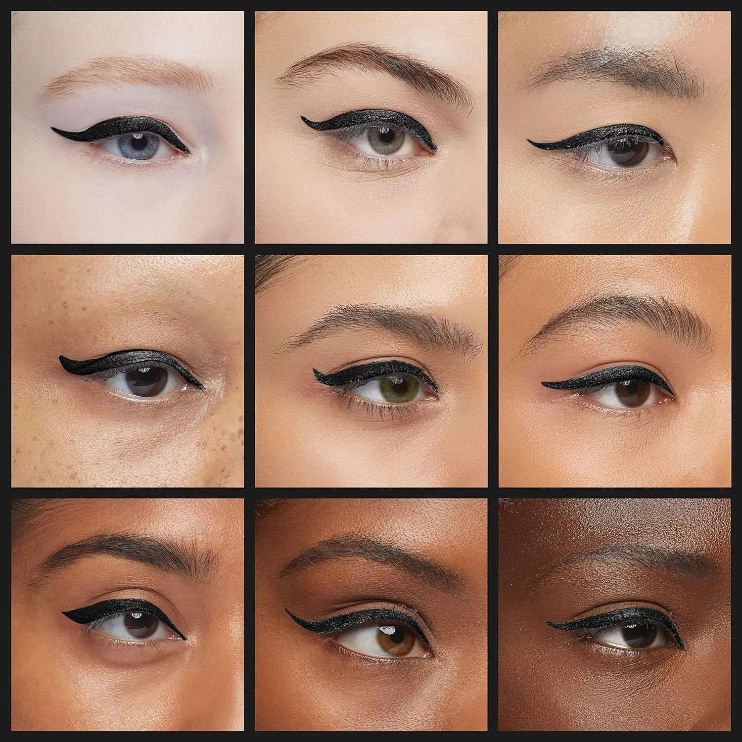 گرید مدل‌های آرایش چشم با خط چشم ژلی مشکی مات اینگلوت شماره 77 روی پلک‌های مختلف	