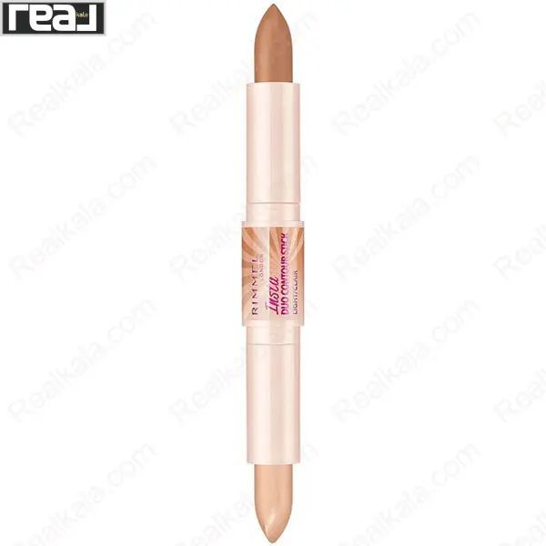 استیک کانتور دو‌کاره ریمل لندن مدل Insta Duo شماره 300 با طراحی دو‌سر و نوشته صورتی