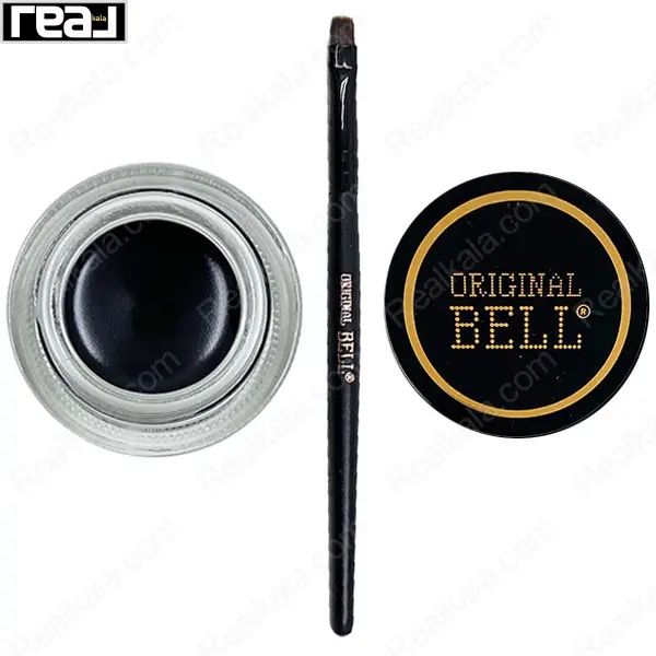 خط چشم ژلی مشکی اورجینال بل مدل Carbon Black با ظرف گرد و قلم‌موی حرفه‌ای
