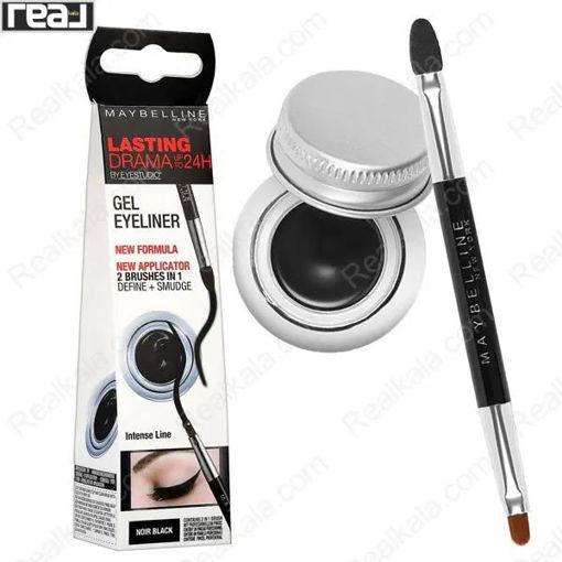 خط چشم ژلی میبلین رنگ مشکی Maybelline Gel Eyeliner & Smudge Brush Noir Black