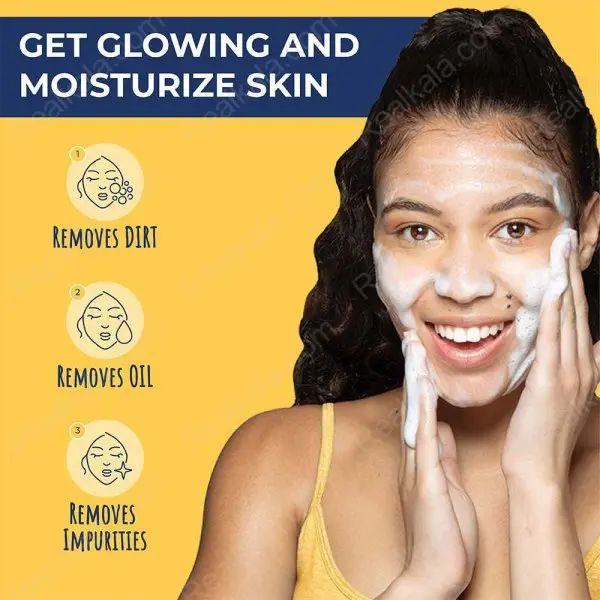 ژل شستشو درخشان‌کننده سینت ایوز مدل زردآلو پوستر آموزشی مراحل پاک‌سازی