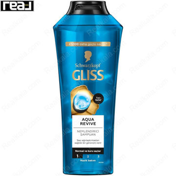 شامپو آبی Gliss مدل Aqua Revive با نوشته آبرسان و حجم 500ml