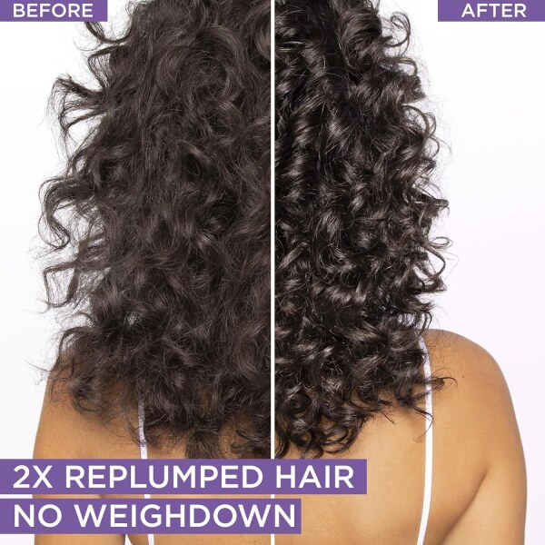 تصویر قبل و بعد از استفاده روی موهای فر با افزایش تعریف و لطافت	