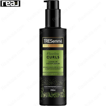 سرم کرمی حالت‌دهنده فر TRESemme مدل Flawless Curls با طراحی پمپی و جزئیات سبز و طلایی	