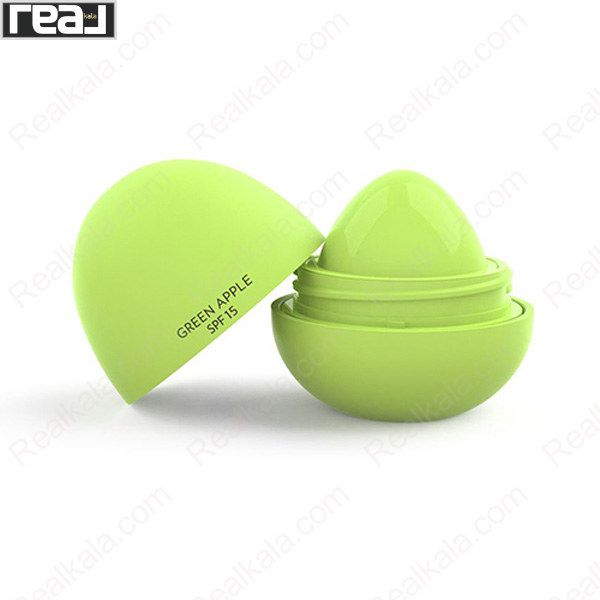بالم لب کره‌ای گلدن رز مدل Green Apple با درب باز و ظرف سبز روشن