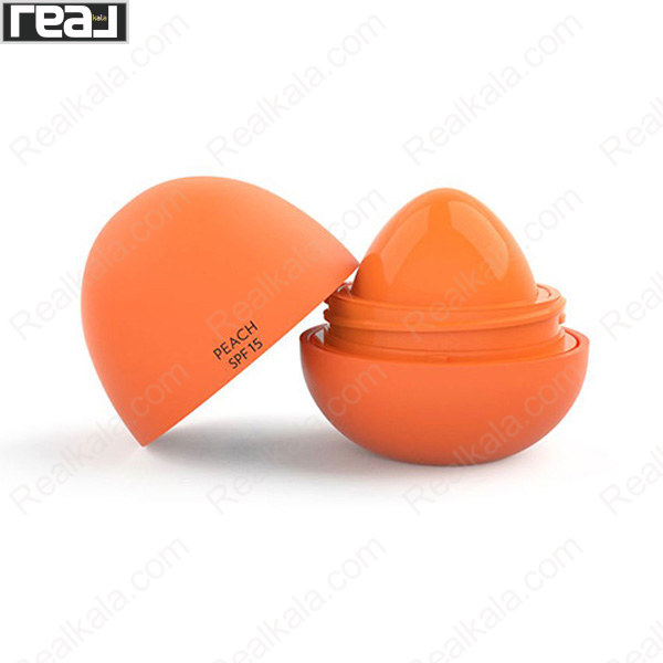 بالم لب گلدن رز مدل Peach با طراحی کروی نارنجی و نوشته SPF 15