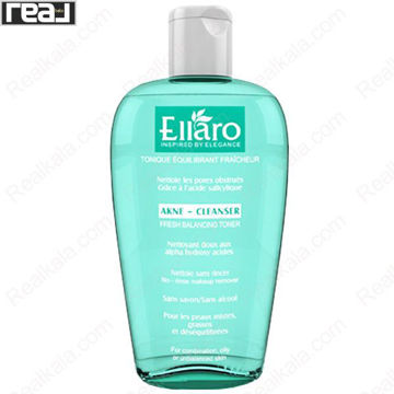 تونر پاک‌کننده الارو مدل Akne Cleanser با طراحی بطری آبی–سبز و نوشته Fresh Balancing