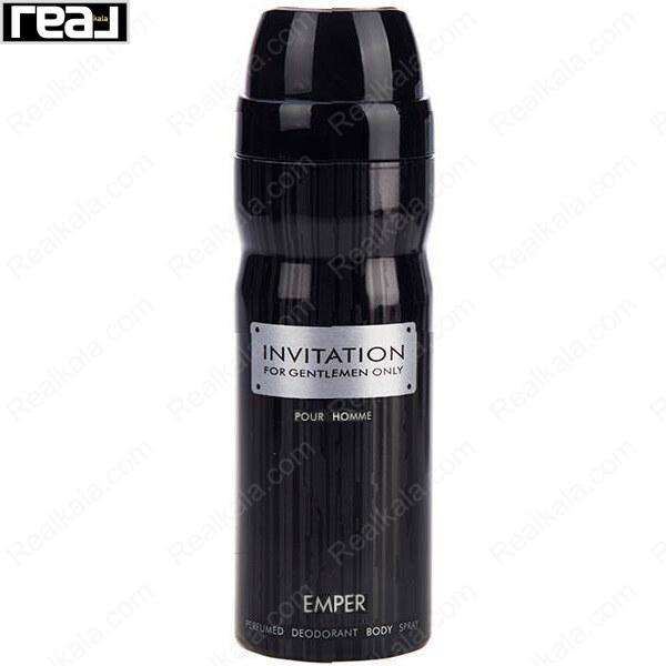 اسپری بدن امپر اینویتیشن مردانه با طراحی مشکی براق و رایحه رسمی