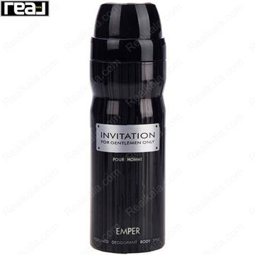 اسپری بدن امپر اینویتیشن مردانه با طراحی مشکی براق و رایحه رسمی
