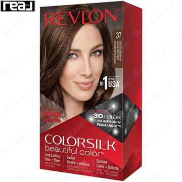 رنگ مو Revlon Colorsilk Beautiful Color شماره 37 با فرمول بدون آمونیاک، حاوی کراتین و تکنولوژی 3D Color برای ایجاد رنگ قهوه‌ای طلایی تیره با درخشندگی طبیعی و ماندگاری بالا