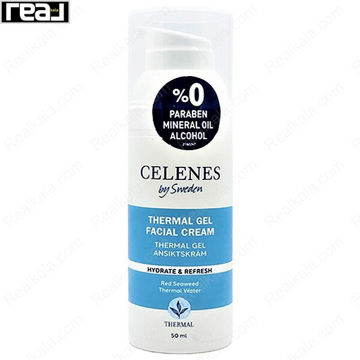 کرم صورت ژلی Celenes مدل Thermal Gel با بسته‌بندی سفید و آبی