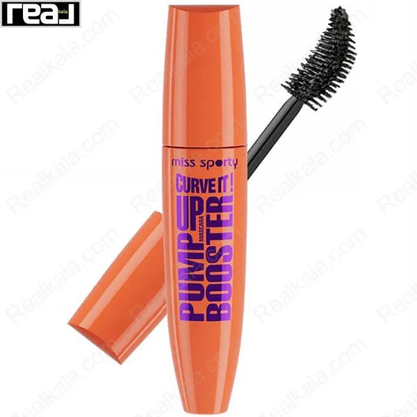 بسته‌بندی ریمل Miss Sporty مدل Curve It با طراحی نارنجی و نوشته بنفش