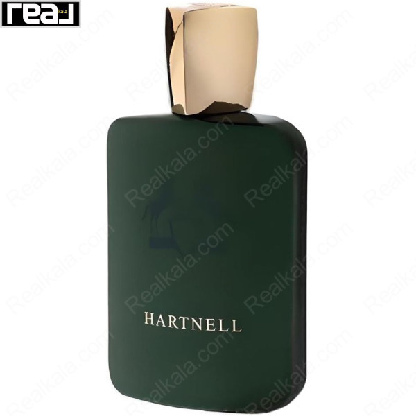 شیشه سبز تیره ادکلن Hartnell از برند Fragrance World با درب طلایی