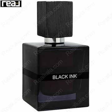 شیشه مشکی ادکلن Black Ink از برند Fragrance World با طراحی مینیمال و درب بافت‌دار