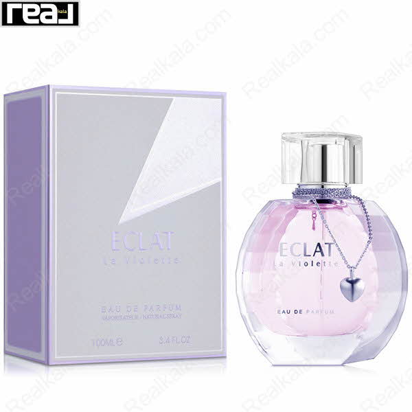 بسته‌بندی بنفش و هندسی ادکلن ECLAT La Violette زنانه Fragrance World همراه با بطری
