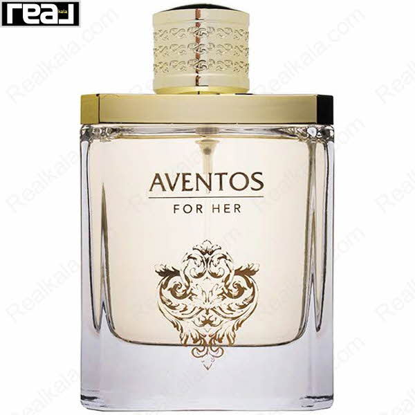 بطری شفاف ادکلن Aventos For Her زنانه Fragrance World با جزئیات طلایی