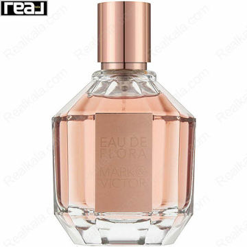 بطری شفاف ادکلن Eau De Flora زنانه Fragrance World با مایع صورتی و درب رزگلد