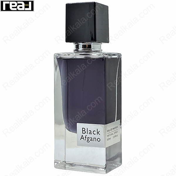 بطری مشکی ادکلن Black Afgano فرگرانس ورد با مایع تیره و درب مکعبی