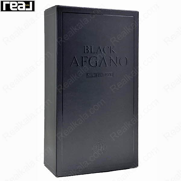 بسته‌بندی مشکی ادکلن Black Afgano فرگرانس ورد همراه با بطری