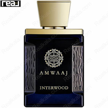 بطری سرمه ای ادکلن Amwaaj Interwood مردانه Fragrance World با درب طلایی