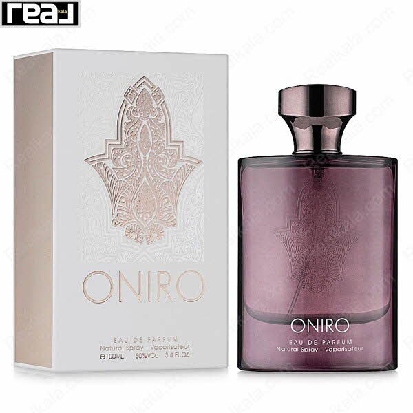 بسته‌بندی سفید ادکلن Oniro مردانه Fragrance World همراه با بطری