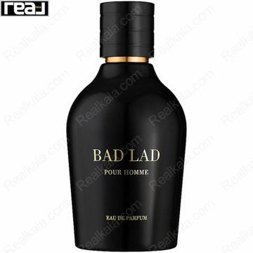 بطری مشکی ادکلن Bad Lad Pour Homme فرگرانس ورد با طراحی خاص و جزئیات طلایی