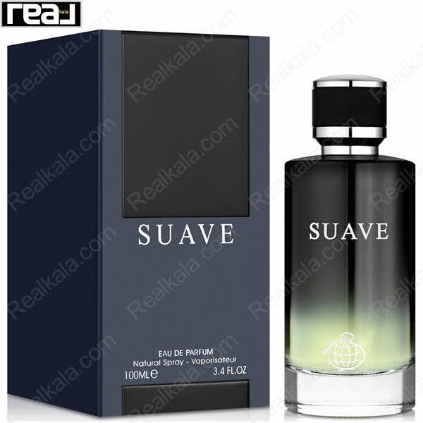 بسته‌بندی مشکی ادکلن Suave مردانه Fragrance World همراه با بطری
