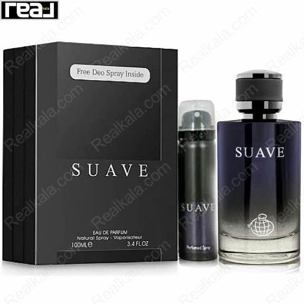 بسته‌بندی ست ادکلن و اسپری بدن Suave مردانه Fragrance World همراه با بطری‌ها