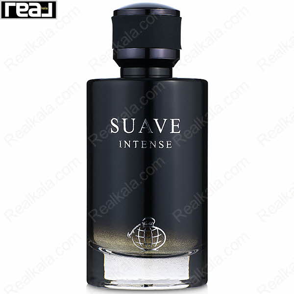 بطری مشکی ادکلن Suave Intense مردانه Fragrance World با طراحی براق و مینیمال