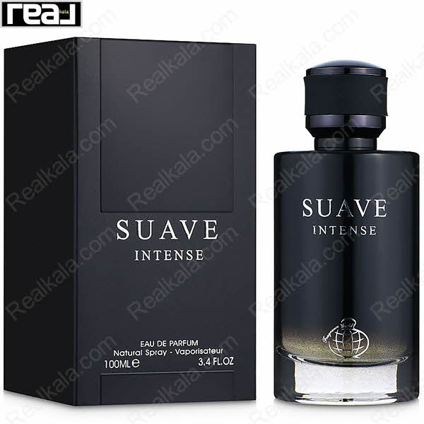 بسته‌بندی مشکی ادکلن Suave Intense مردانه Fragrance World همراه با بطری