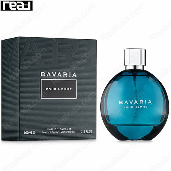 بسته‌بندی تیره ادکلن Bavaria Pour Homme از برند Fragrance World با بافت خاص و طراحی کلاسیک