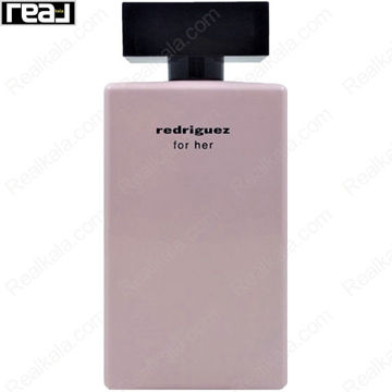 شیشه صورتی ادکلن Redriguez For Her از برند Fragrance World با طراحی مینیمال و زنانه