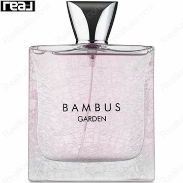 شیشه ترک‌دار صورتی ادکلن Bambus Garden از برند Fragrance World با طراحی مینیمال و زنانه